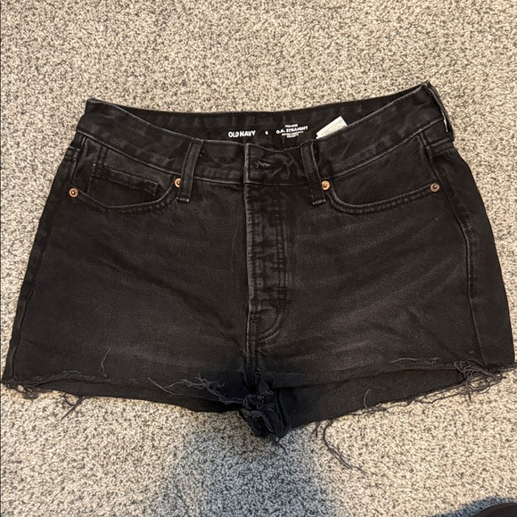 Old Navy O.G. Straight High Rise Women's Dark Denim Jean Shorts - Picture 1 of 3